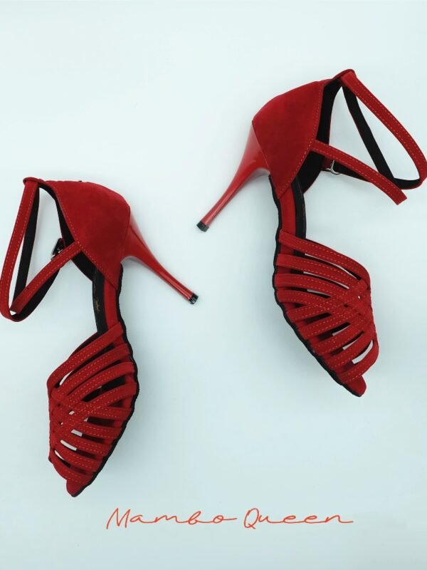 Red peep-toe salsa latin dance shoes