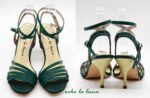 Tango shoes with asymmetrical design elements green color