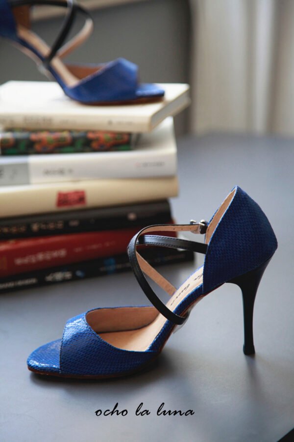 Snake-patterned leather tango shoes