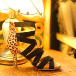 Latin dance shoes heels boots black with leopard print